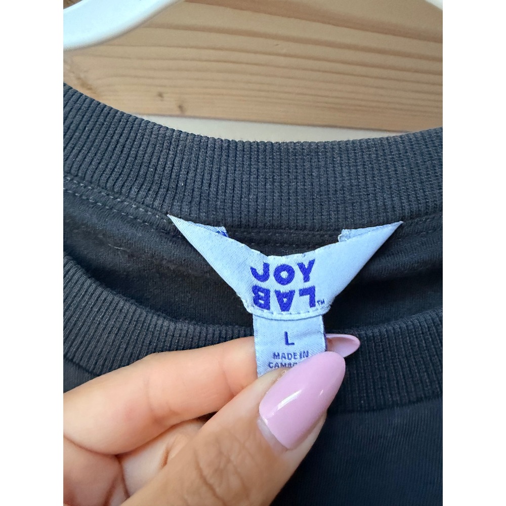 JoyLab Charcoal Grey Cropped Balloon Sleeve Sweatshirt Pullover Size L - Picture 5 of 6